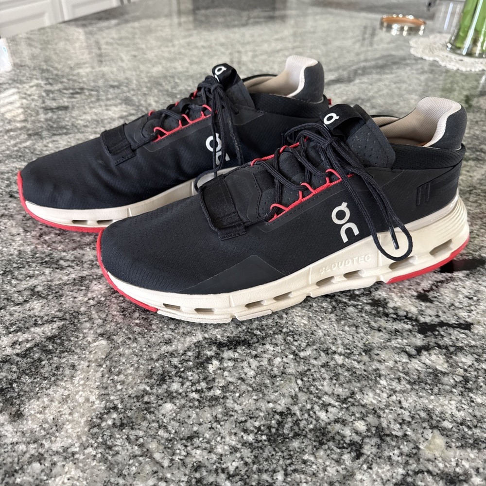On Cloudnova 2 Athletic Sneakers In Black/Red - Men's Size 11.5 3ME30213185